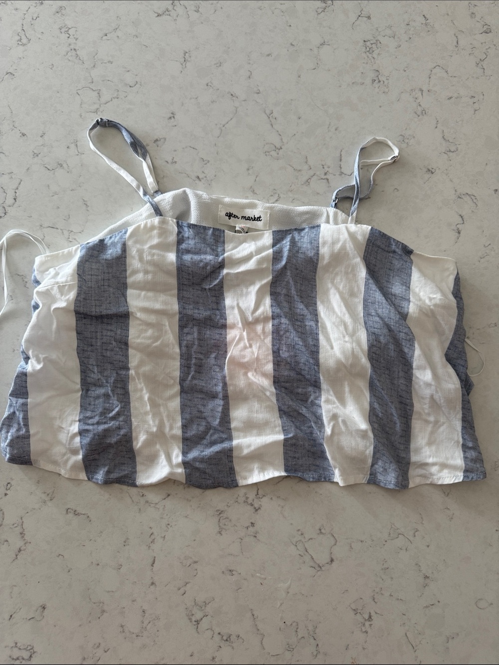 After Market Blue and White Striped Cropped Tank